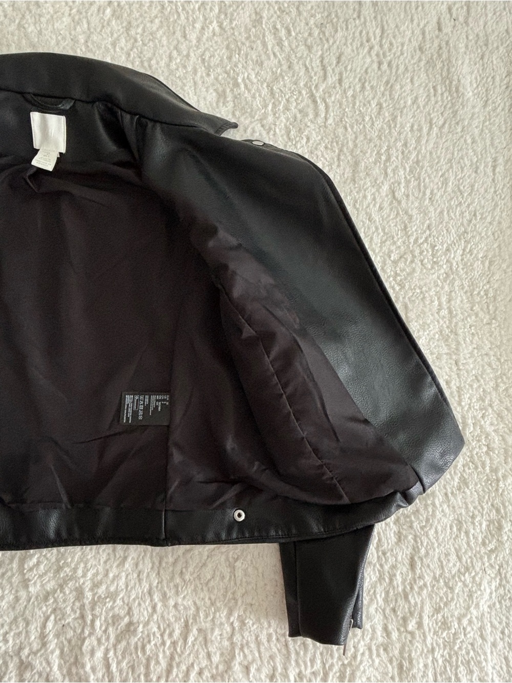H&M Women’s Faux Leather Moto Jacket Black Size S Biker Style Zip Up - Picture 11 of 15